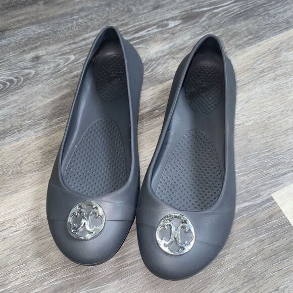 Crocs Gianna Disc Gray Ballet Flats Slip on Shoes | Women’s Size 7 - Picture 2 of 10